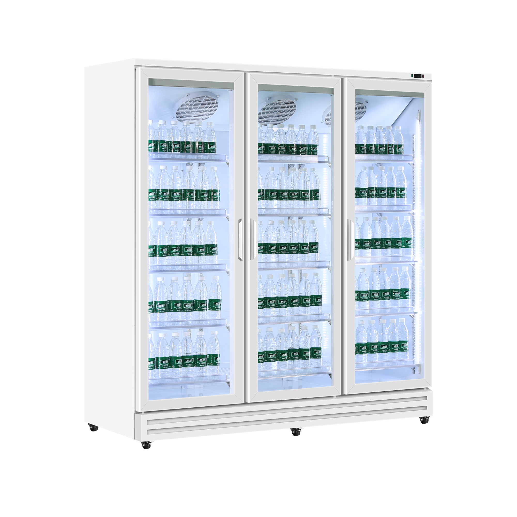 1800L Triple Door Aluminum-Frame Merchandising Refrigerator for Supermarkets Beverage Displays