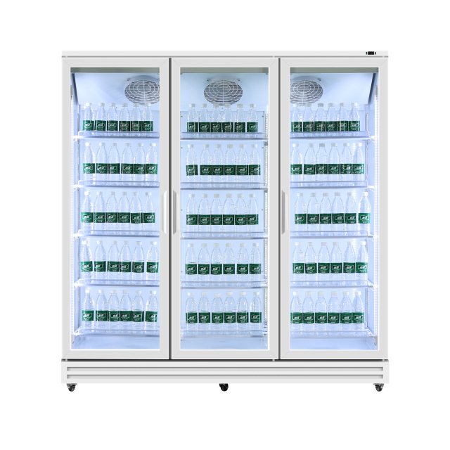 1800L Triple Door Aluminum-Frame Merchandising Refrigerator for Supermarkets Beverage Displays