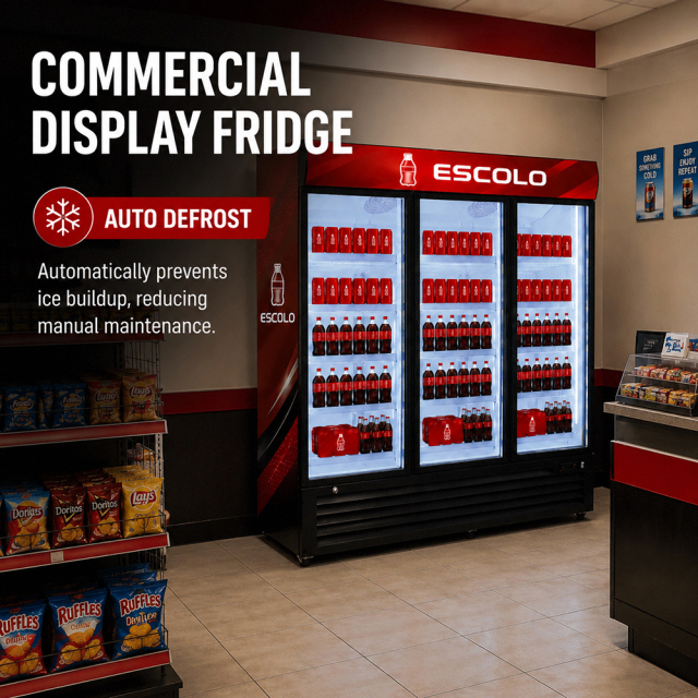 3 Door Beverage Cooler Retail Display Refrigerator – ES-1985HS Lightbox Display Cooler