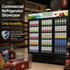 Commercial Triple Glass Door Cooler for High-Visibility Beverage Retail