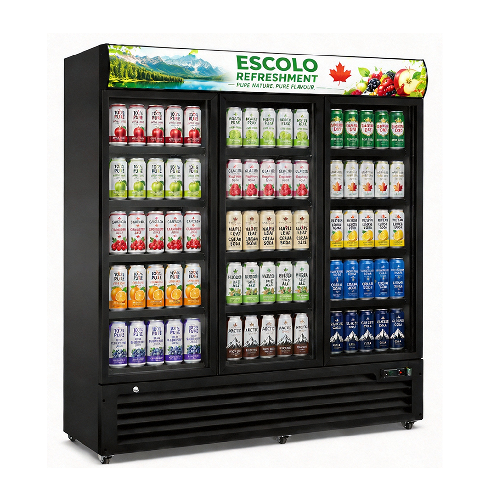 Three Door Glass Beverage Display Fridge for Supermarket Retail Merchandising Cooler
