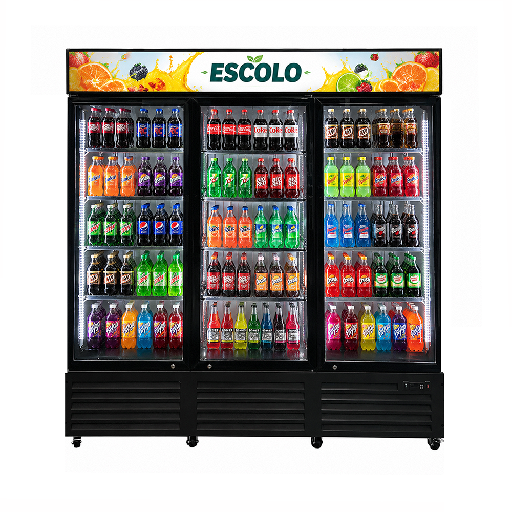 3 Door Beverage Cooler Retail Display Refrigerator – ES-1985HS Lightbox Display Cooler