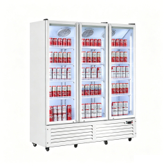 1800L Glass Door Cooler Upright Display Refrigerator for Beverage Retail with LED Fan Cooling
