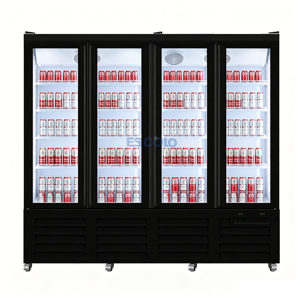 Commercial Glass Door Beverage Refrigerator with LED Display and Fan Cooling for Retail Storage