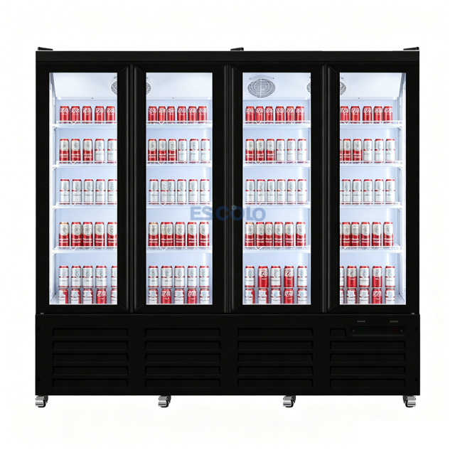 Commercial Glass Door Beverage Refrigerator with LED Display and Fan Cooling for Retail Storage