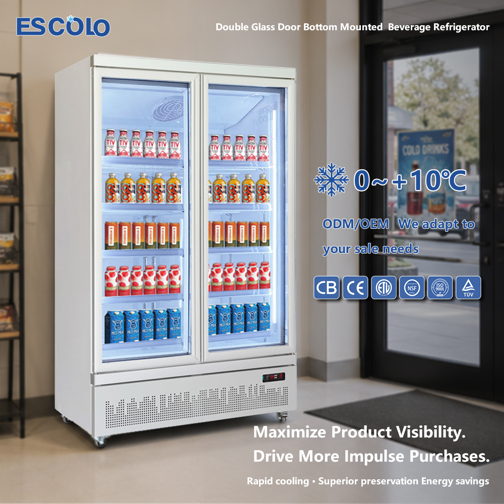 Glass Door Upright Commercial Drink Display Refrigerator