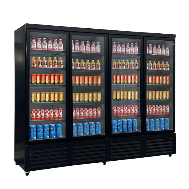 High Capacity Commercial Beverage Display Refrigerator with Multi Glass Doors for Supermarkets