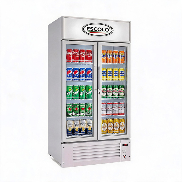 1400L Upright Glass Door Drink Refrigerator with Fan Cooling System for Commercial Use