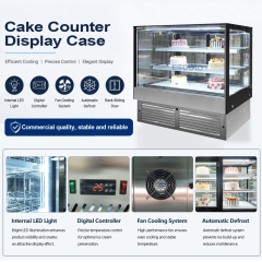 Right Angle Glass Front Cake Showcase with Adjustable Temper Glass Shelves Clear for Cake Showcase