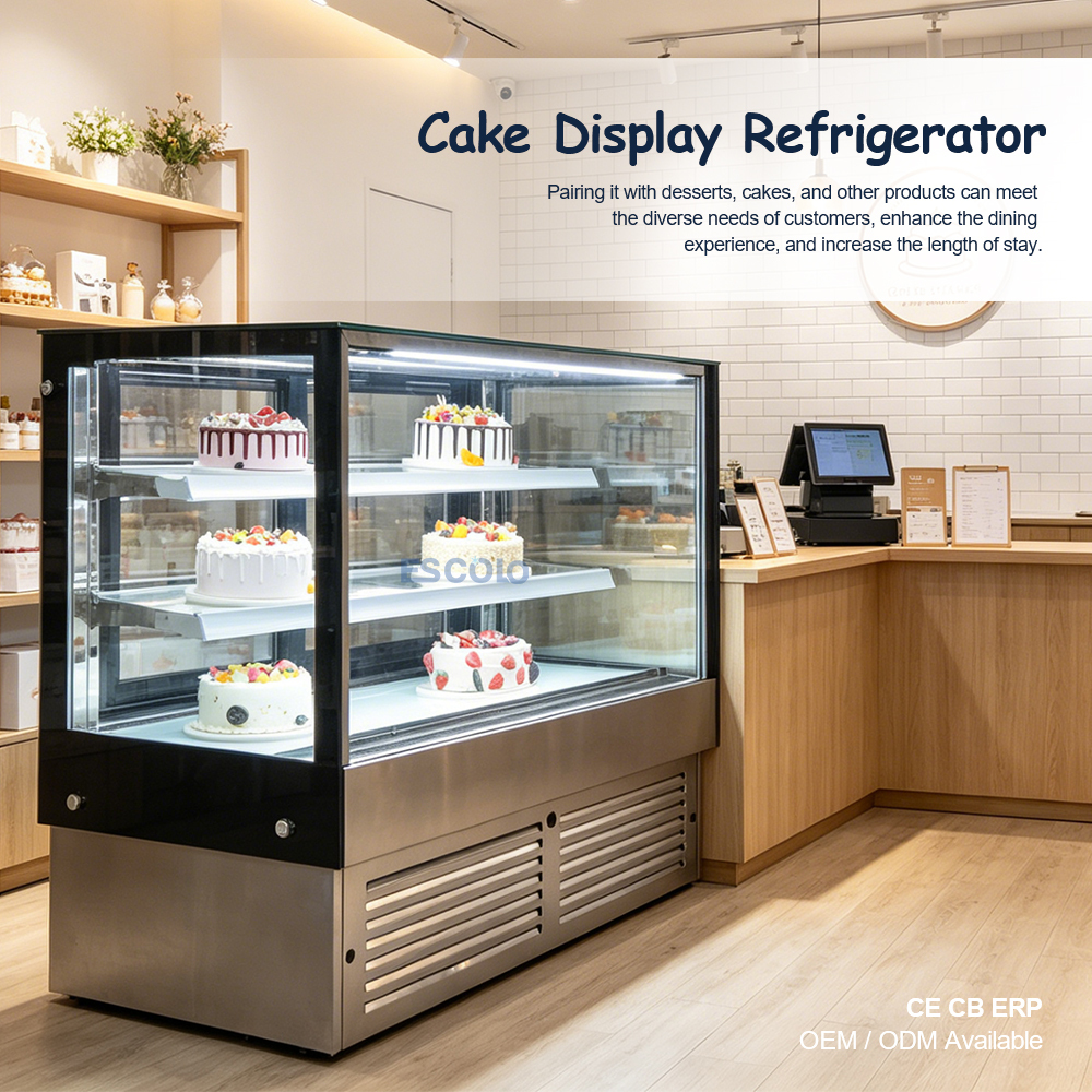 Right Angle Glass Front Cake Showcase with Adjustable Temper Glass Shelves Clear for Cake Showcase