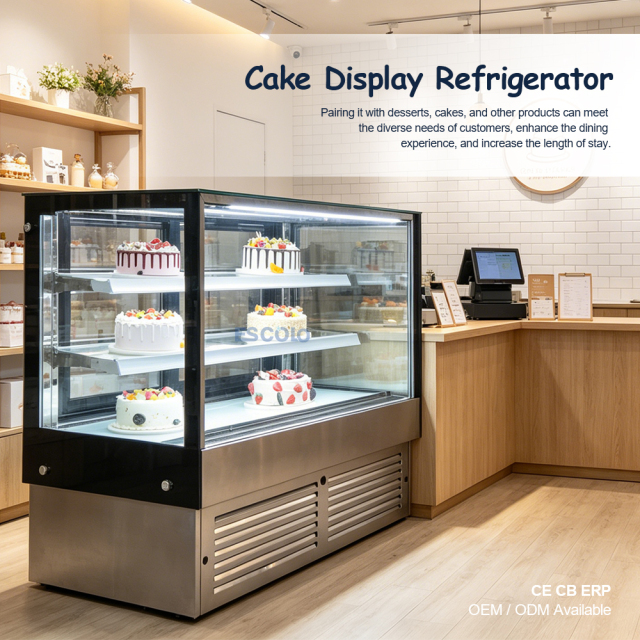 Right Angle Glass Front Cake Showcase with Adjustable Temper Glass Shelves Clear for Cake Showcase