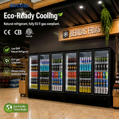 High Capacity Commercial Beverage Display Refrigerator with Multi Glass Doors for Supermarkets