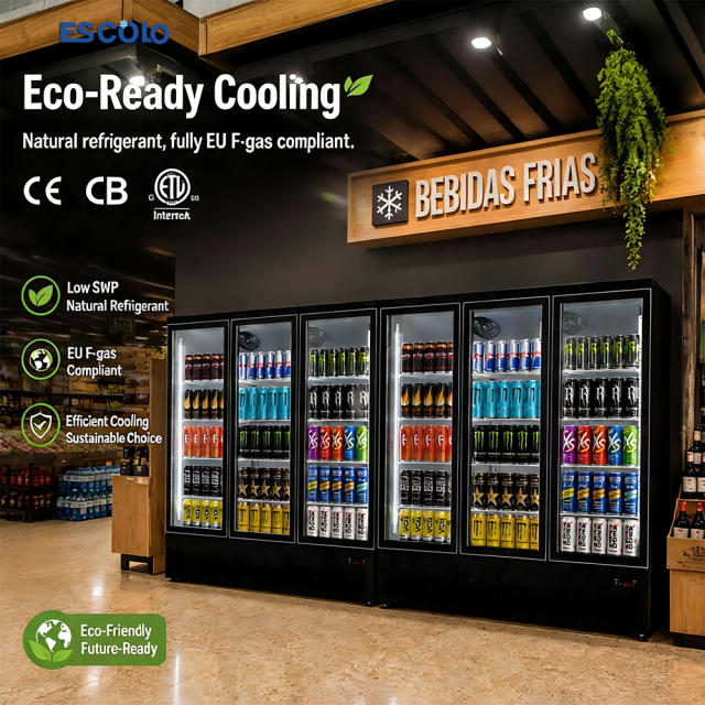 High Capacity Commercial Beverage Display Refrigerator with Multi Glass Doors for Supermarkets