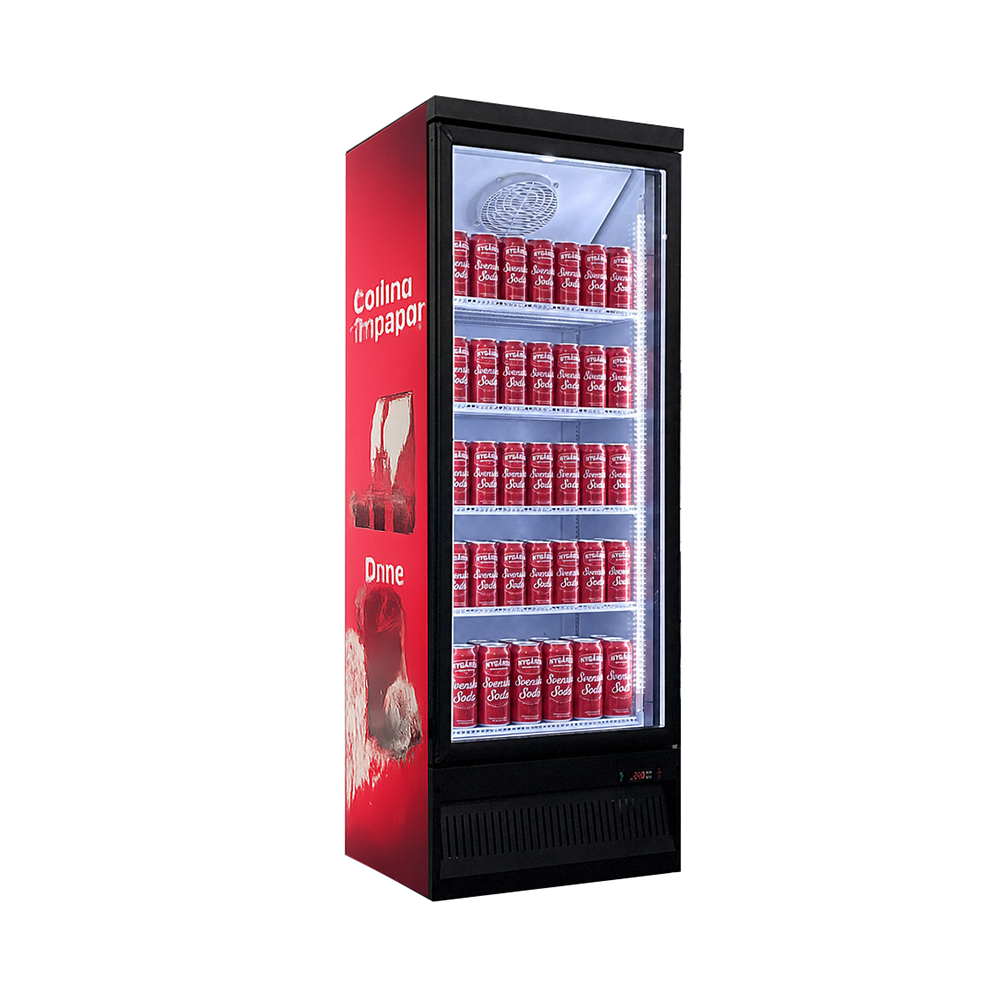 Commercial Beverage Cooler Fridge – Single Door Glass Front Display for Retail Use