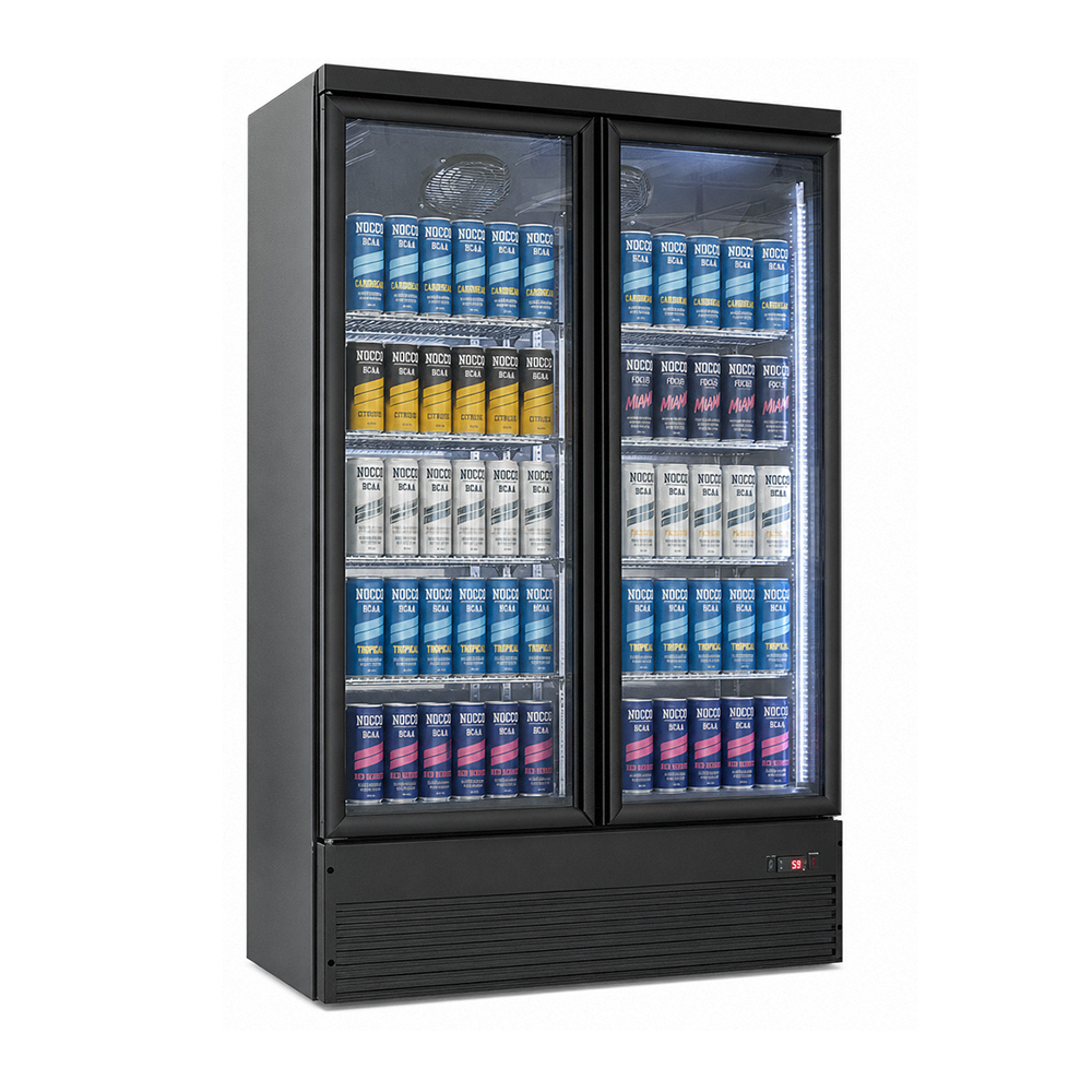 Two Door Commercial Refrigerator for Supermarkets & Retail Display with Fan cooling & LED Lighting