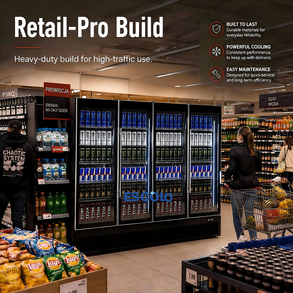 Commercial Beverage Display Refrigerator Upright Glass Showcase Cooler for Retail
