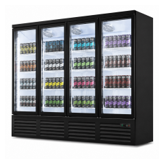 2000L Beverage Cooler 4 Door Commercial Display Refrigerator for Retail Stores