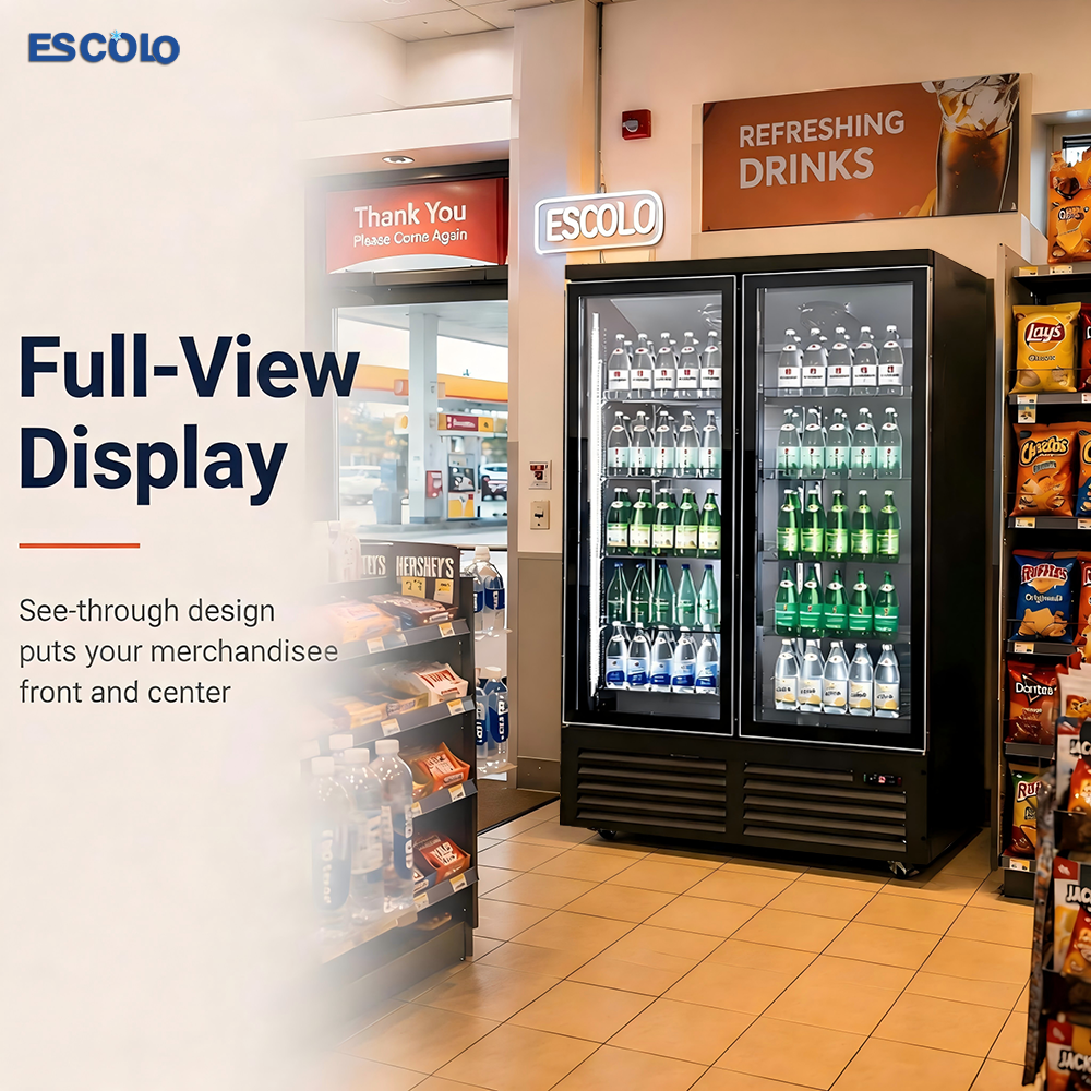 Glass Door Upright Commercial Drink Display Refrigerator