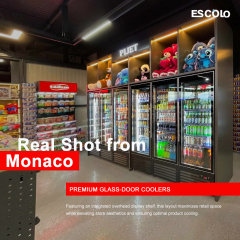 Six Temper Glass Door Supermarket Refrigerator with Large Capacity for Beverage Cooler