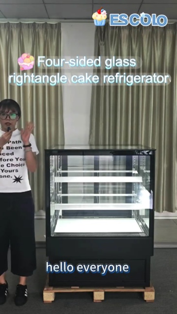 Right Angle Glass Front Cake Showcase with Adjustable Temper Glass Shelves Clear for Cake Showcase