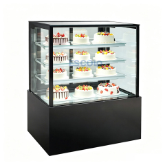 Commercial Rectangle Glass Design Cake Showcase with 2/3 Adjustable Shelves and LED Light