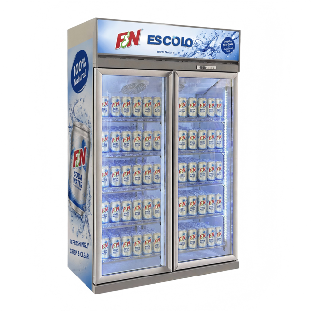 High-Capacity Two-Door Display Fridge for Retail and Supermarkets