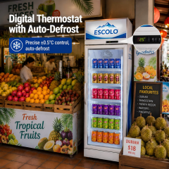 Glass Door Top Compressor Mounted Display Cooler with Canopy for Supermarket and Convenience Store Use
