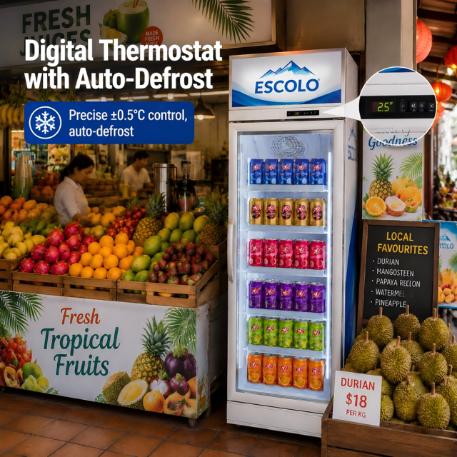 Glass Door Top Compressor Mounted Display Cooler with Canopy for Supermarket and Convenience Store Use