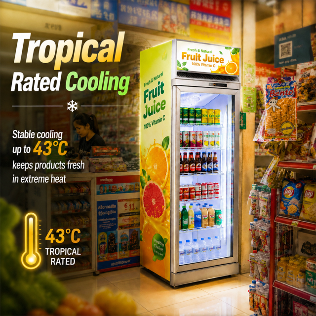High-Capacity Two-Door Display Fridge for Retail and Supermarkets