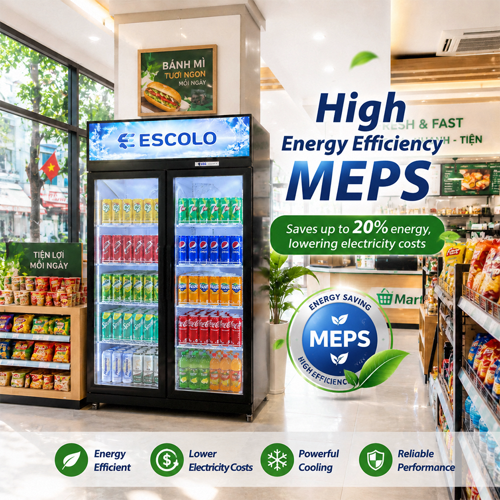 High-Capacity Two-Door Display Fridge for Retail and Supermarkets