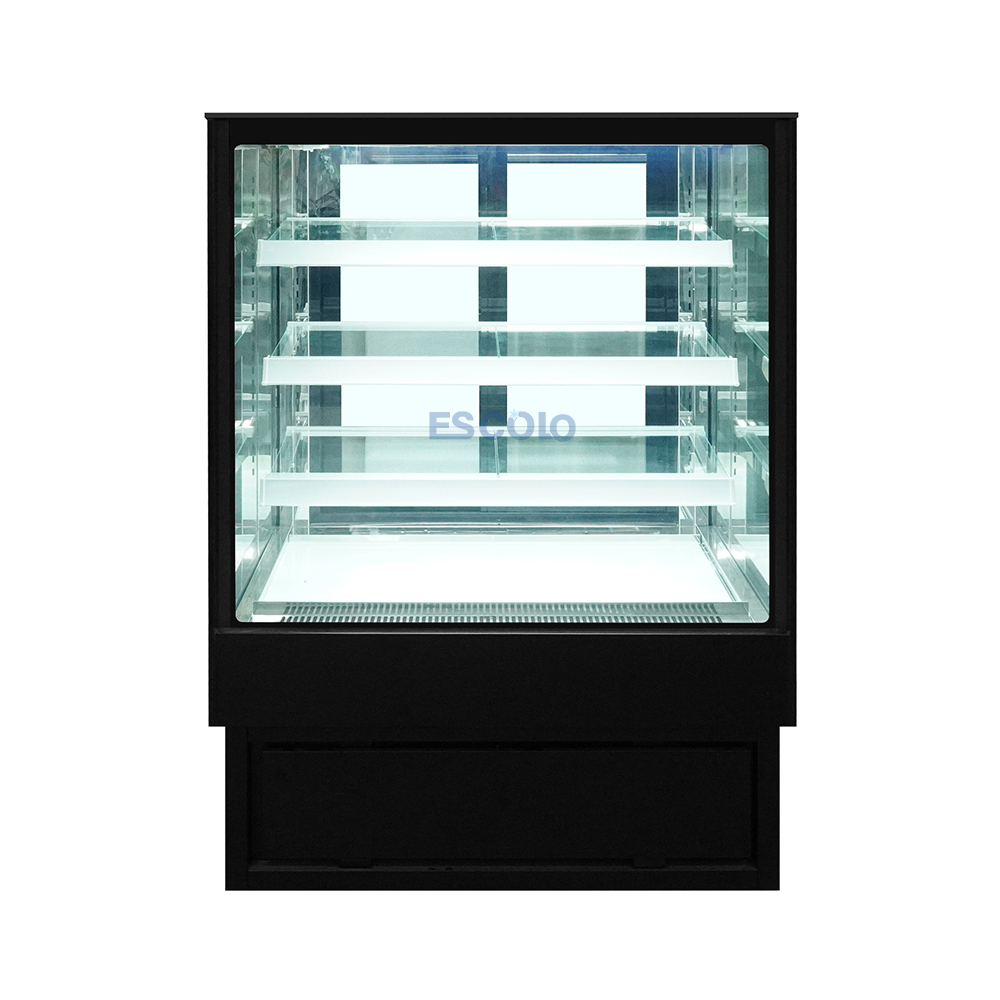 Premium Curved Glass Cake Display Counter with Marble Base & Warm LED, Stainless Steel Pastry Refrigerator
