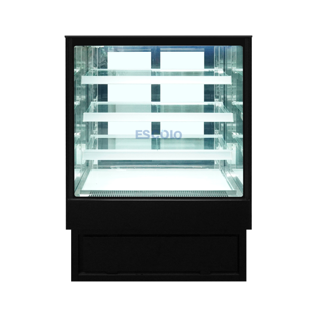 Premium Curved Glass Cake Display Counter with Marble Base & Warm LED, Stainless Steel Pastry Refrigerator