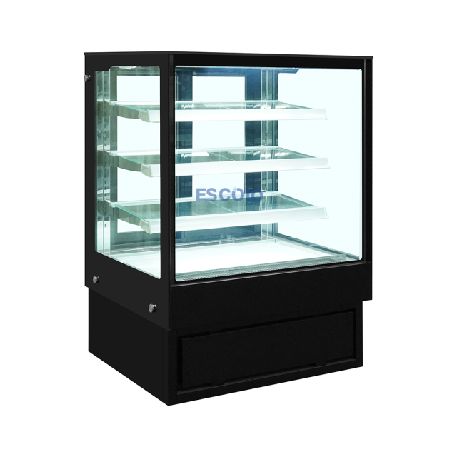Premium Curved Glass Cake Display Counter with Marble Base & Warm LED, Stainless Steel Pastry Refrigerator