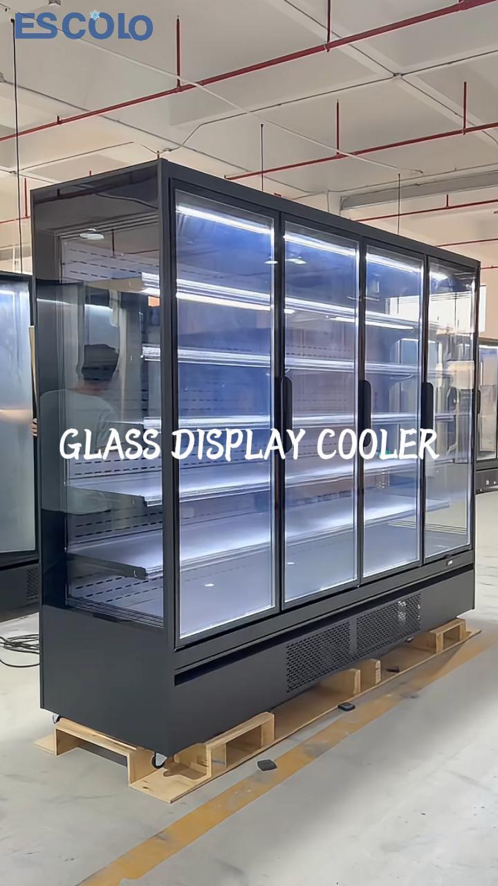 B2B Commercial Four Sliding Glass Door Display Open Chiller Large Capacity for Soft Drink Storage and Showcase
