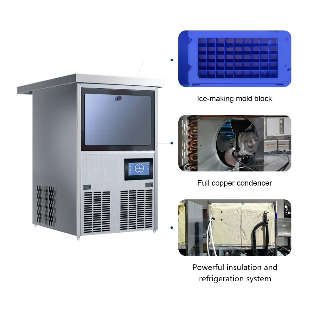 Energy Saving Ice Maker with Stable Cooling System for Long Term Commercial Ice Machine Use
