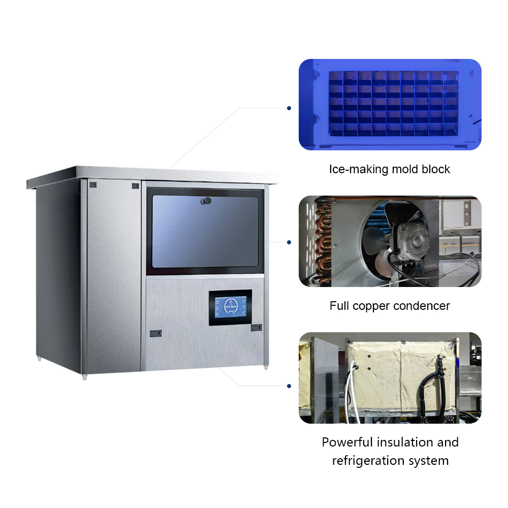 Automatic Energy Efficient LED Lit Commercial Ice Making Machine with Durable Stainless Steel and 3-Year Compressor Warranty