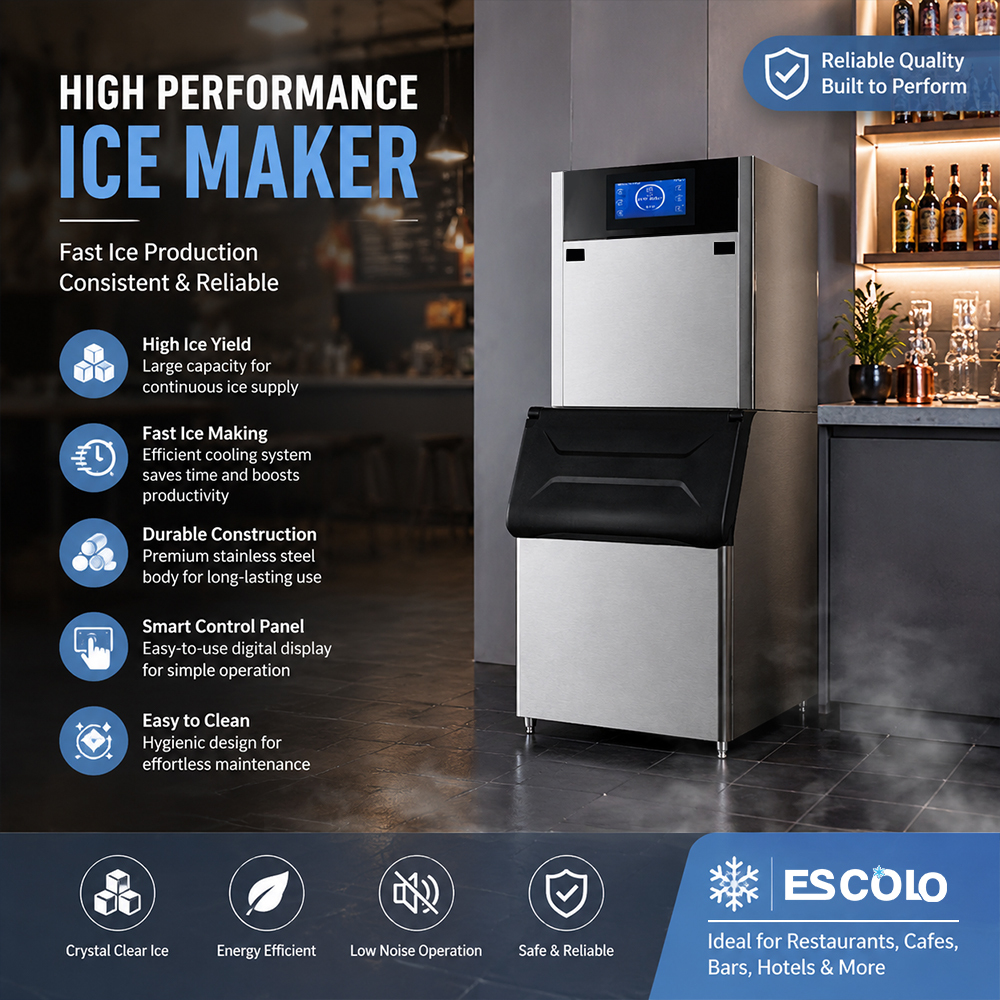 Commercial Ice Maker Machine Single Door with Large Ice Storage Bin
