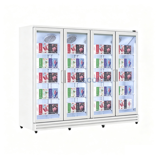 Upright Beverage Cooler Full Glass Door Retail Display Refrigerator for Supermarkets