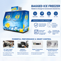 Double Slanted Door Ice Storage Freezer | Large Capacity Commercial Ice Storage Cabinet