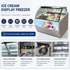 Commercial Ice Cream Freezer with Rectangle or Curved Glass Design Perfect for Ice Cream Showcase