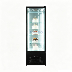Premium Curved Glass Cake Display Counter with Marble Base & Warm LED, Stainless Steel Pastry Refrigerator