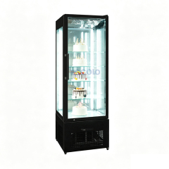 Premium Curved Glass Cake Display Counter with Marble Base & Warm LED, Stainless Steel Pastry Refrigerator