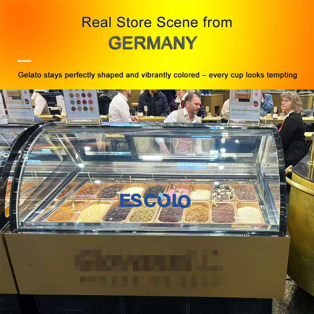 Commercial Ice Cream Freezer with Rectangle or Curved Glass Design Perfect for Ice Cream Showcase