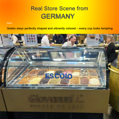 Commercial Ice Cream Freezer with Rectangle or Curved Glass Design Perfect for Ice Cream Showcase