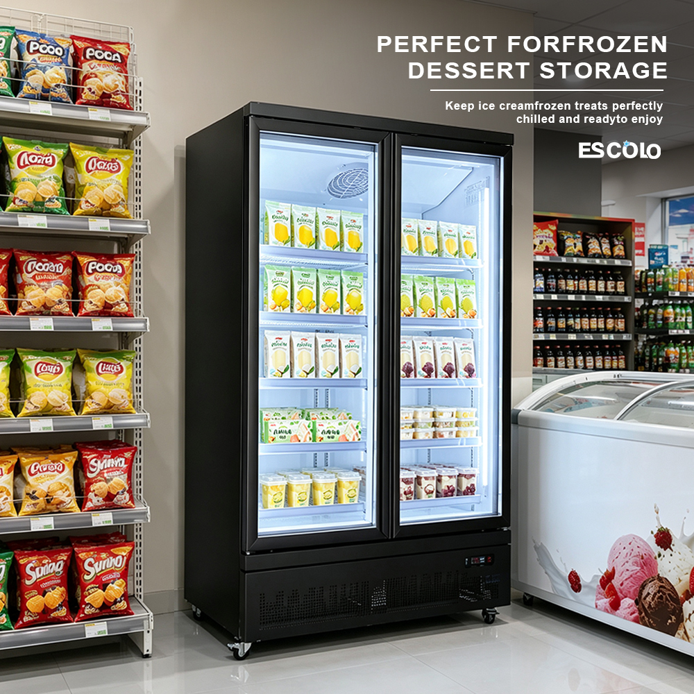 1200L Commercial Deep Freezer with Glass Door for Retail Display and Supermarket Applications