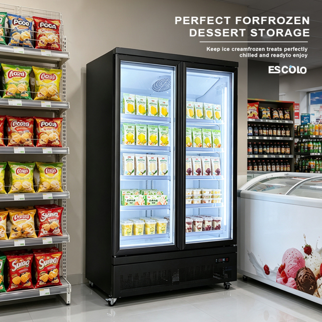 1200L Commercial Deep Freezer with Glass Door for Retail Display and Supermarket Applications