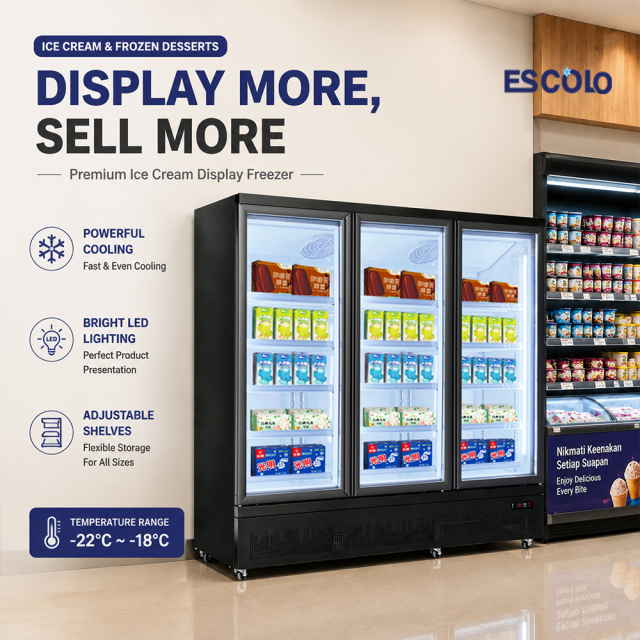 1200L Commercial Deep Freezer with Glass Door for Retail Display and Supermarket Applications