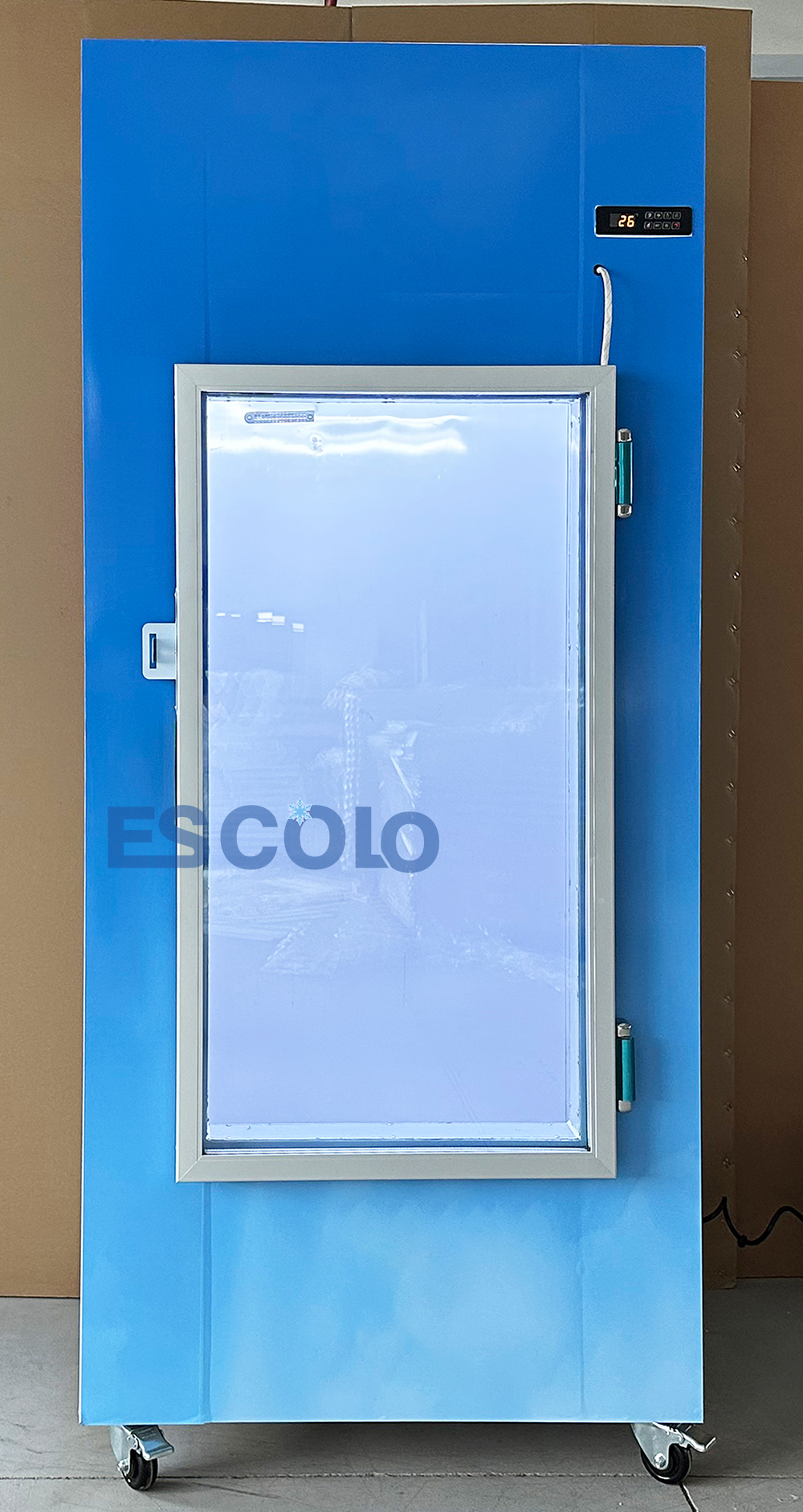 Upright Ice Storage Bin for Retail Shops with LED Lighting and Flexible Cooling