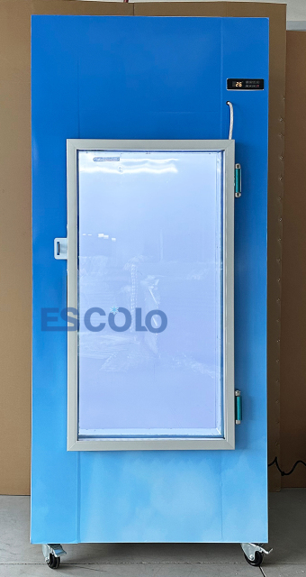 Upright Ice Storage Bin for Retail Shops with LED Lighting and Flexible Cooling