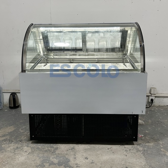 Vertical Ice Cream Display Freezer with LED Light Automatic Defrost 12 Trays